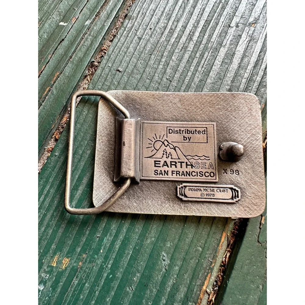 Sailing Sail‎ Boat Nautical Belt Buckle by Indiana Metal Craft 1978 Vintage